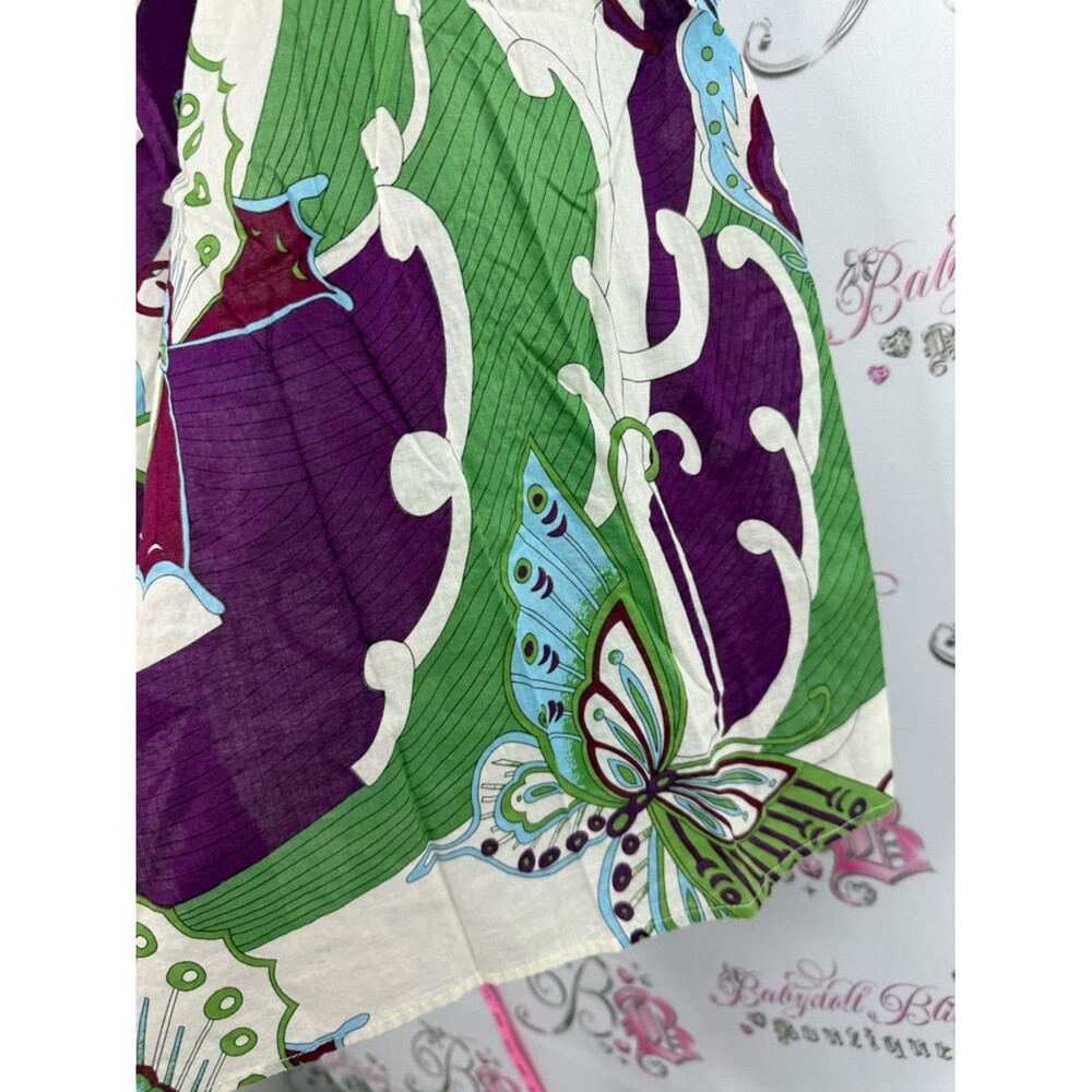 725 originals shirt, jewels Butterfly Print Puff Sleeve Top — Purple & Green - Picture 6 of 12